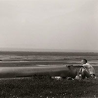 Alex Colville at his cottage on Evangeline Beach
