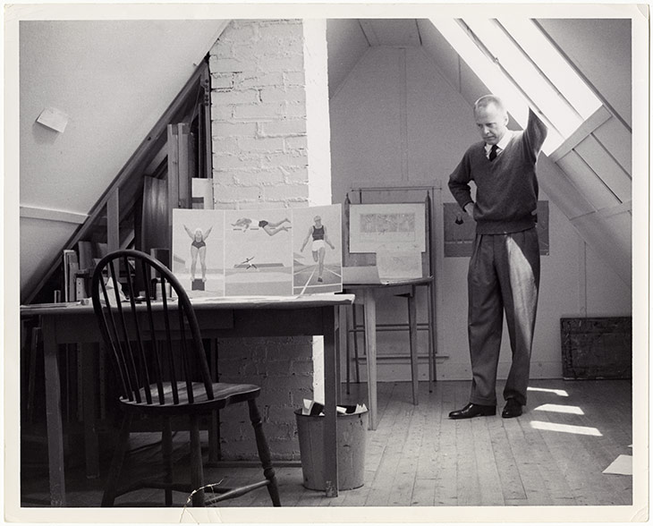 Alex Colville in the attic studio of his Sackville home